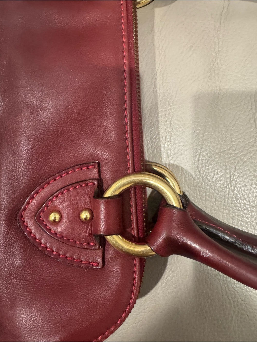 Marc Jacobs Deep Burgundy Leather Blake Satchel with Gold Hardware - Picture 8 of 13